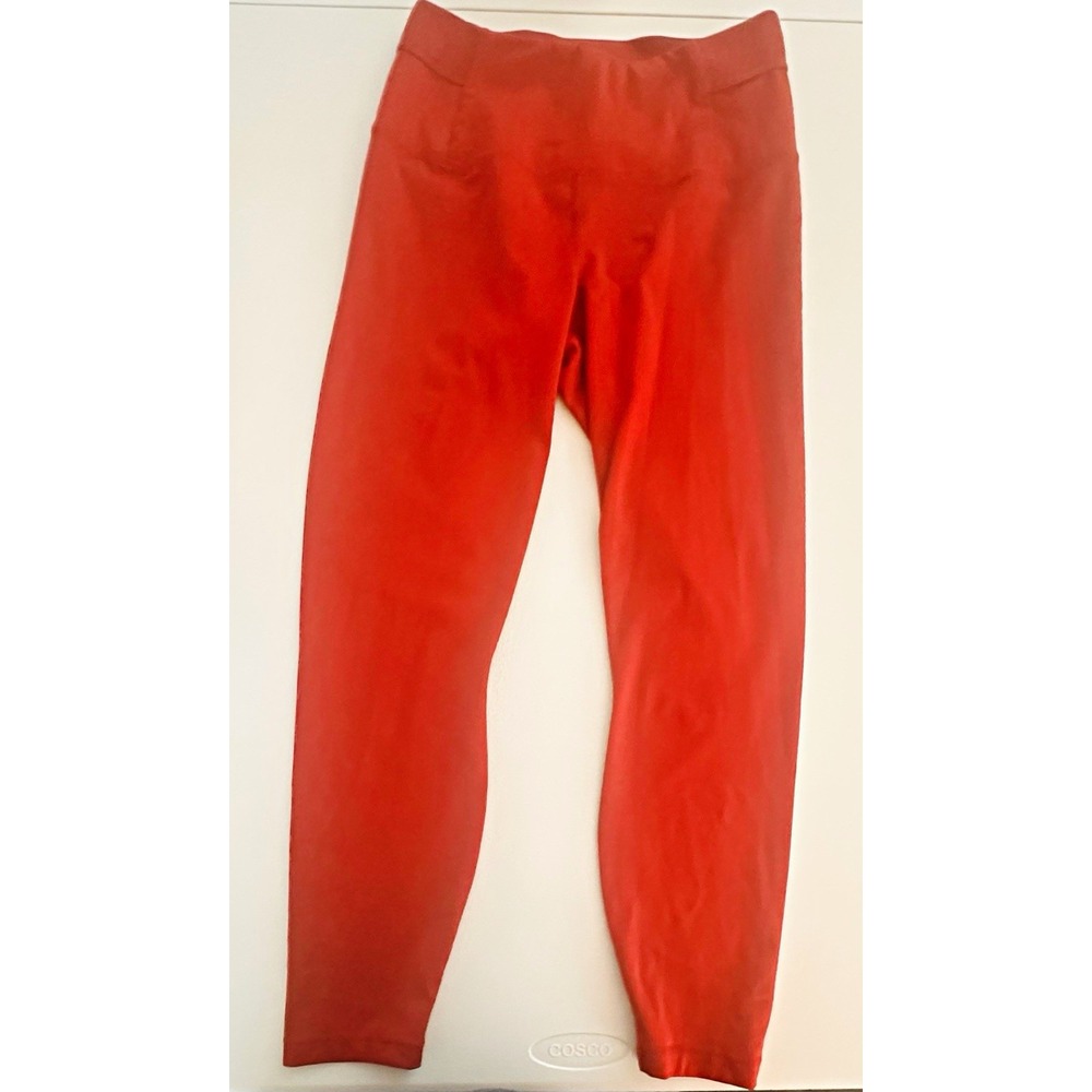 Yogalicious LUX High Rise Ankle Leggings Red M Solid Stretch Yoga